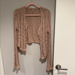 Free People Women's Beige Knit Cardigan